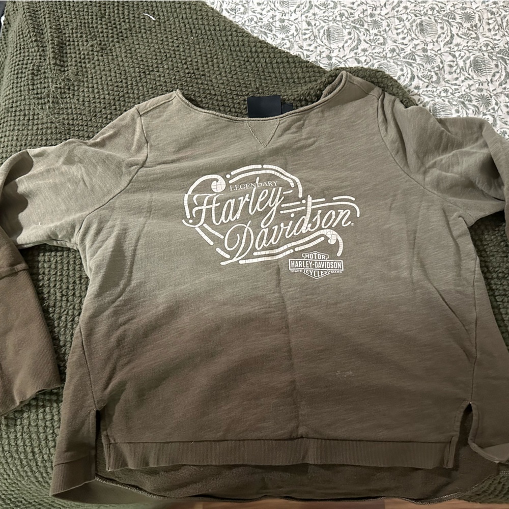 Green Harley sweatshirt.  Over sized.